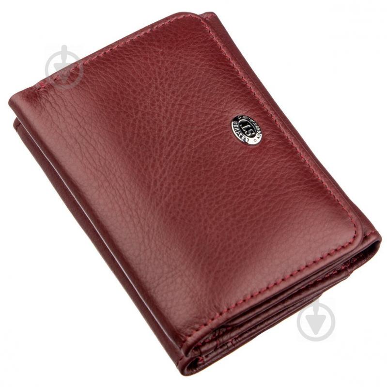 Компактный женский бумажник на кнопке ST Leather 18885 Темно-красный Компактный женский бумажник на кнопке ST Leather 18885 Темно-красный