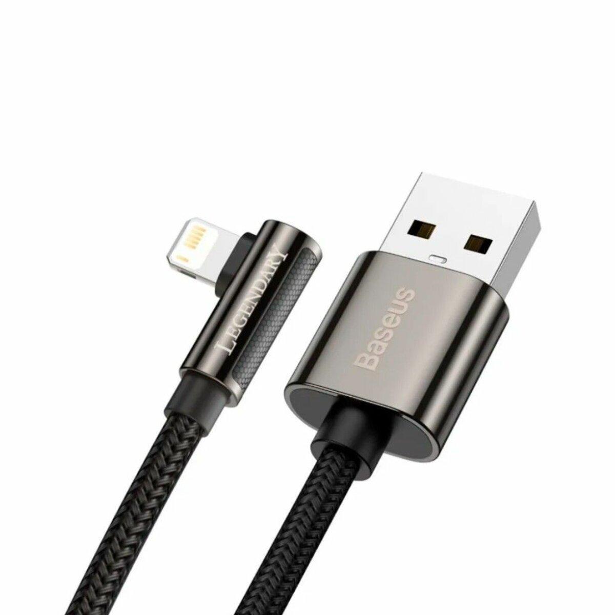 Кабель BASEUS Legend Series Elbow Fast Charging Data Cable USB to iP 2.4A 1m Black - фото 3