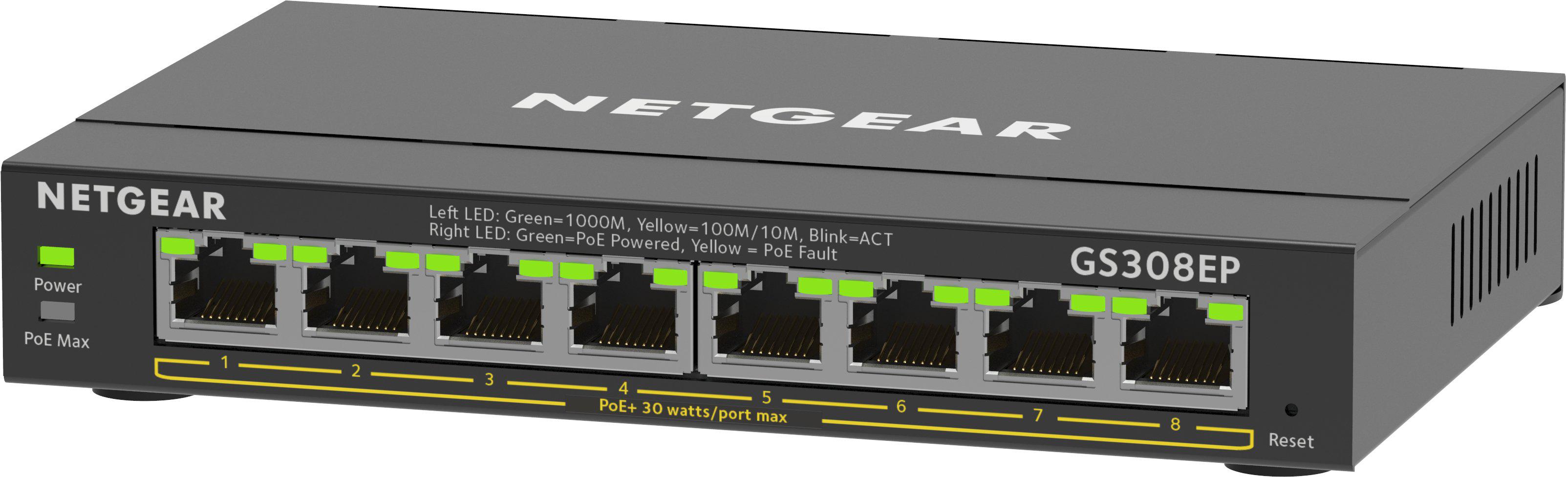Коммутатор управляемый сетевой NETGEAR GS308EP 8 портов 1GbE с поддержкой PoE (616396) - фото 3