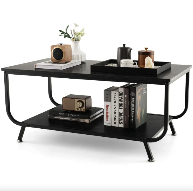 Журнальний стіл Costway Marble двоярусний Чорний (4736) - фото 4 Журнальний стіл Costway Marble двоярусний Чорний (4736) - фото 4