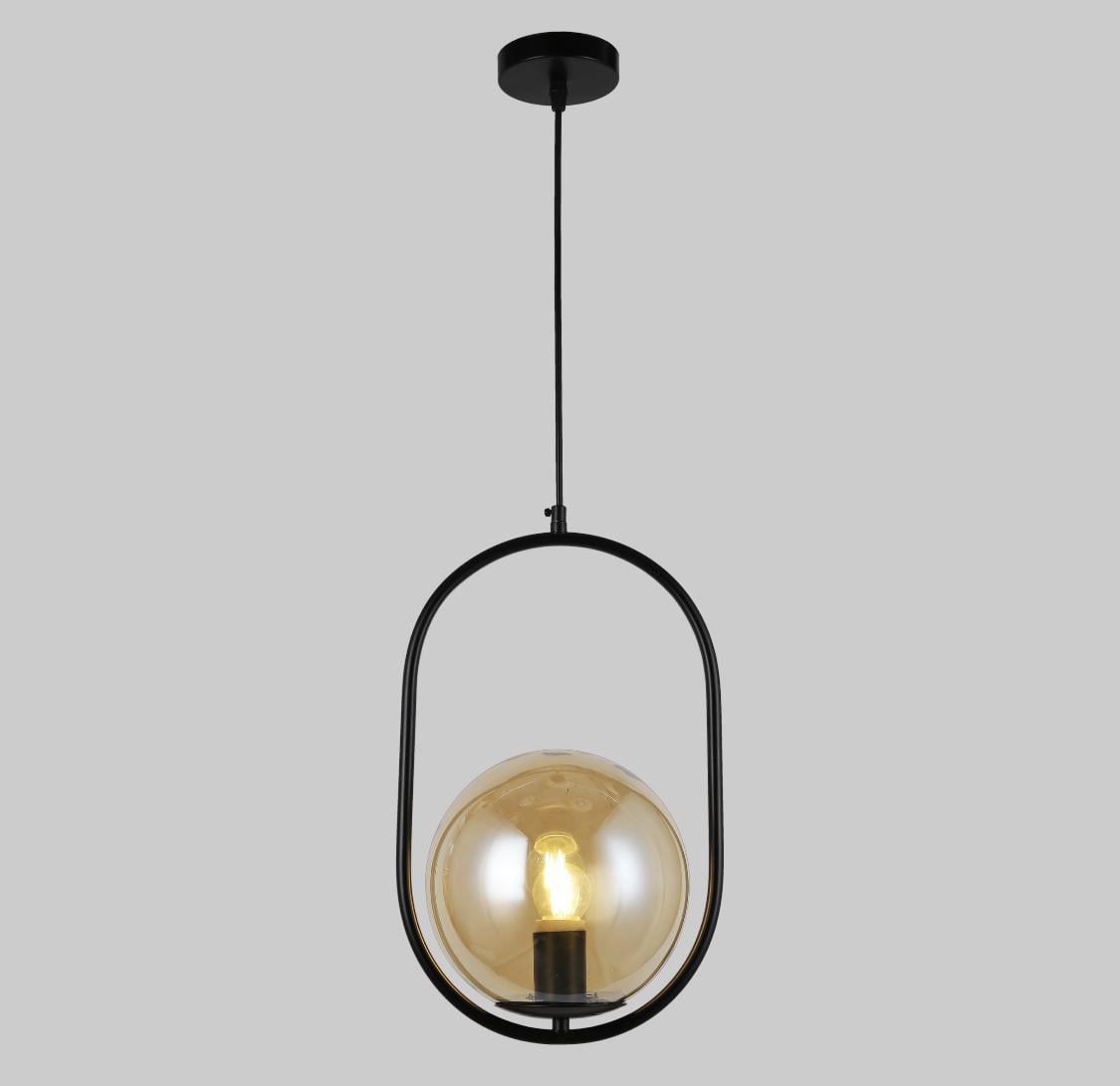 Светильник подвесной с шаром 20 см Черный/Кофейный (916-40-1 BK+BR)