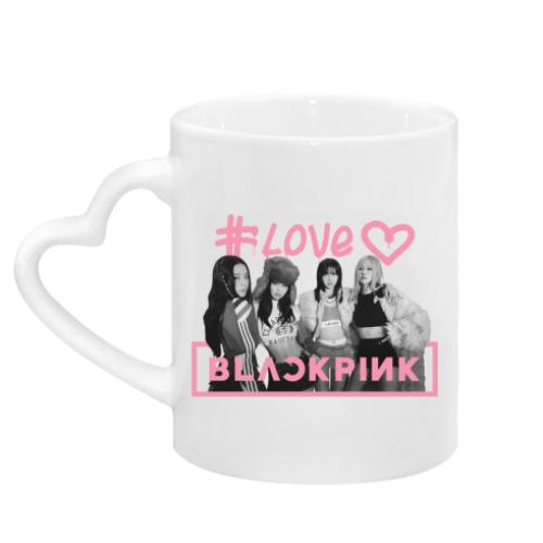 Чашка с ручкой в виде сердца BlackPink poster 320 мл Белый (17134318-1-200013)