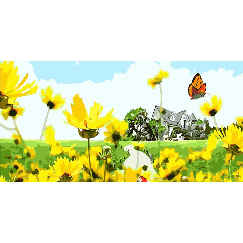 Картина по номерам Strateg Премиум Домик в поле 50х25 см (WW062)