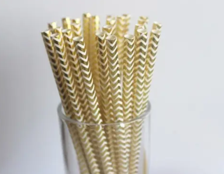 Трубочки коктейльные с геометрическим принтом 25 шт. 20 см Золотистый (2108/3) - фото 4