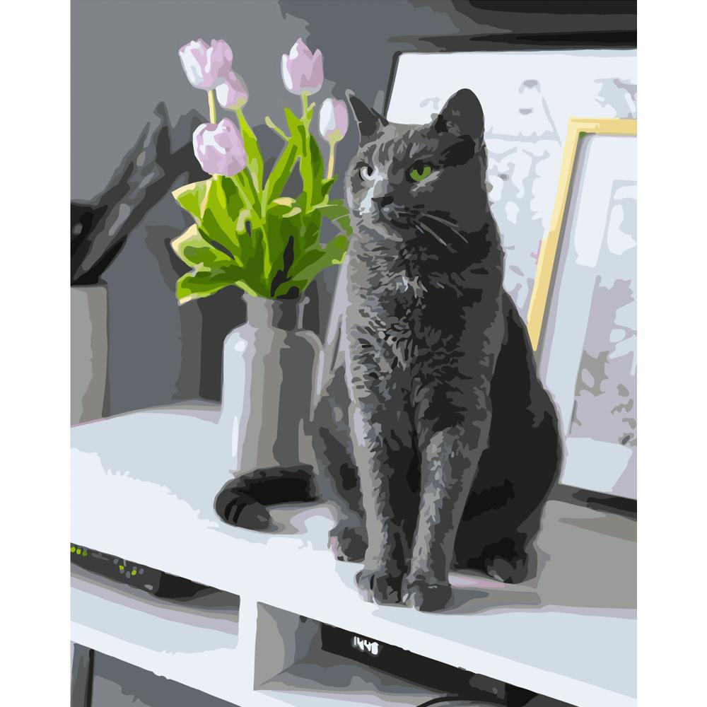 Картина по номерам Strateg Премиум Серый британец 40x50 см (GS282)