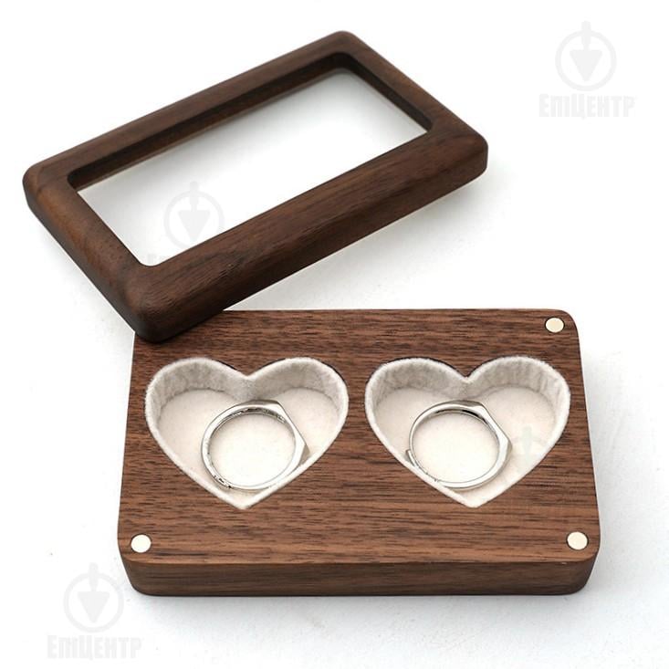Коробочка для двух колец деревянная Double Heart/шкатулка-футляр для свадьбы из натурального американского ореха (700192)