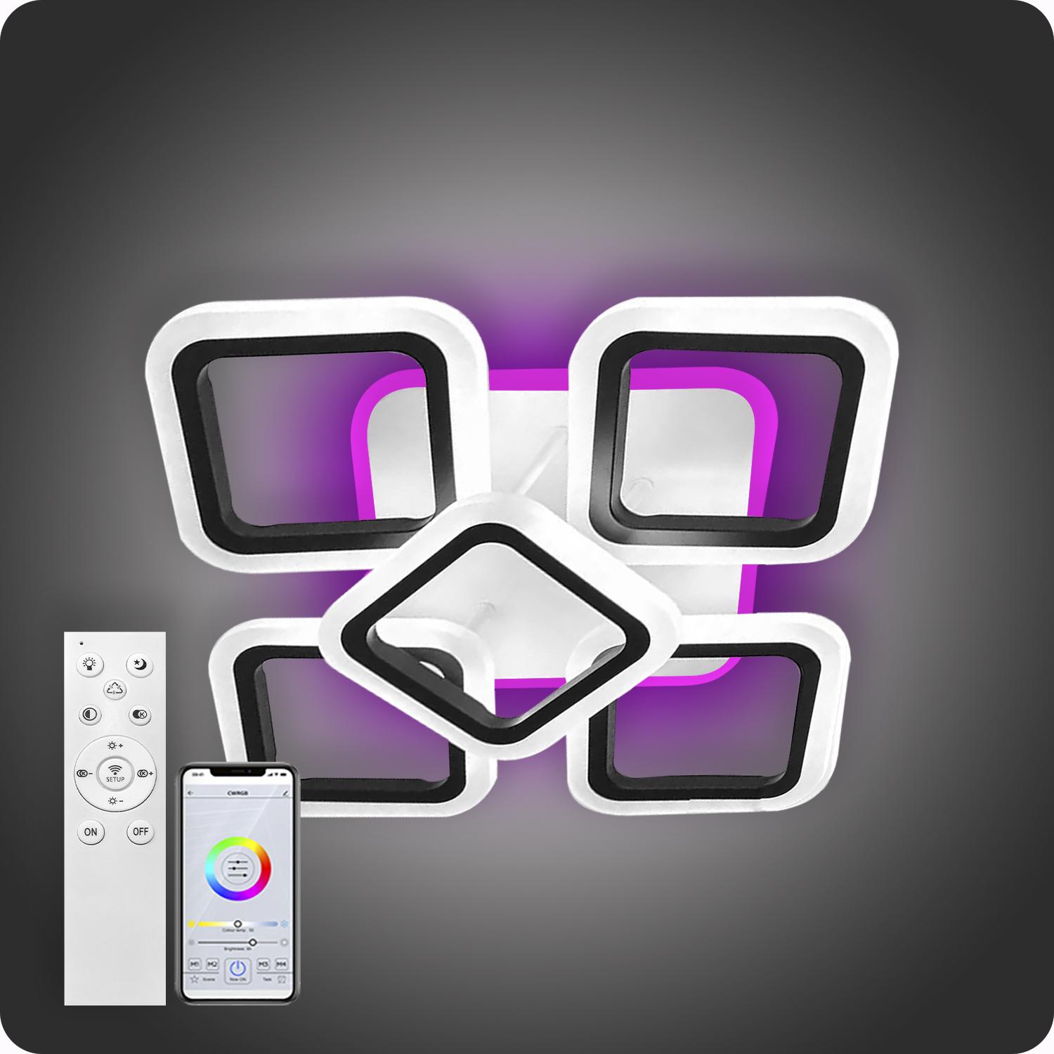 Люстра світлодіодна 517 Light 3color з пультом 90 Вт Чорний (01850) - фото 3 Люстра світлодіодна 517 Light 3color з пультом 90 Вт Чорний (01850) - фото 3