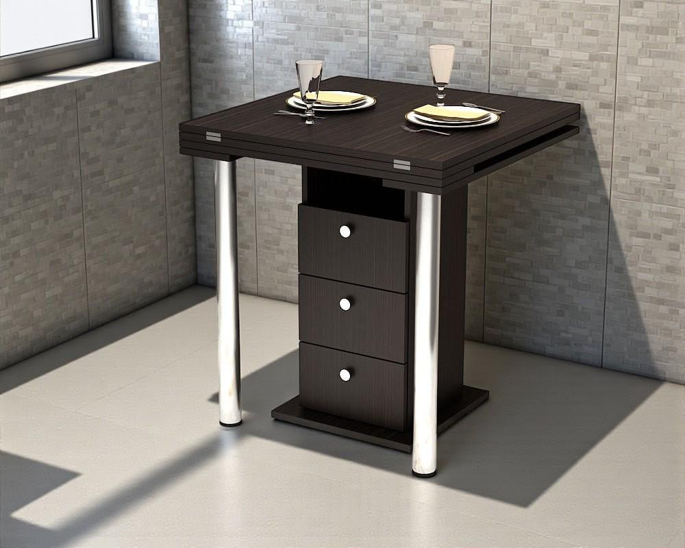 Стол-трансформер обеденный Tobi Sho Кардамон с ящиками для кухни гостиной студии 700х700х750 мм Дуб венге