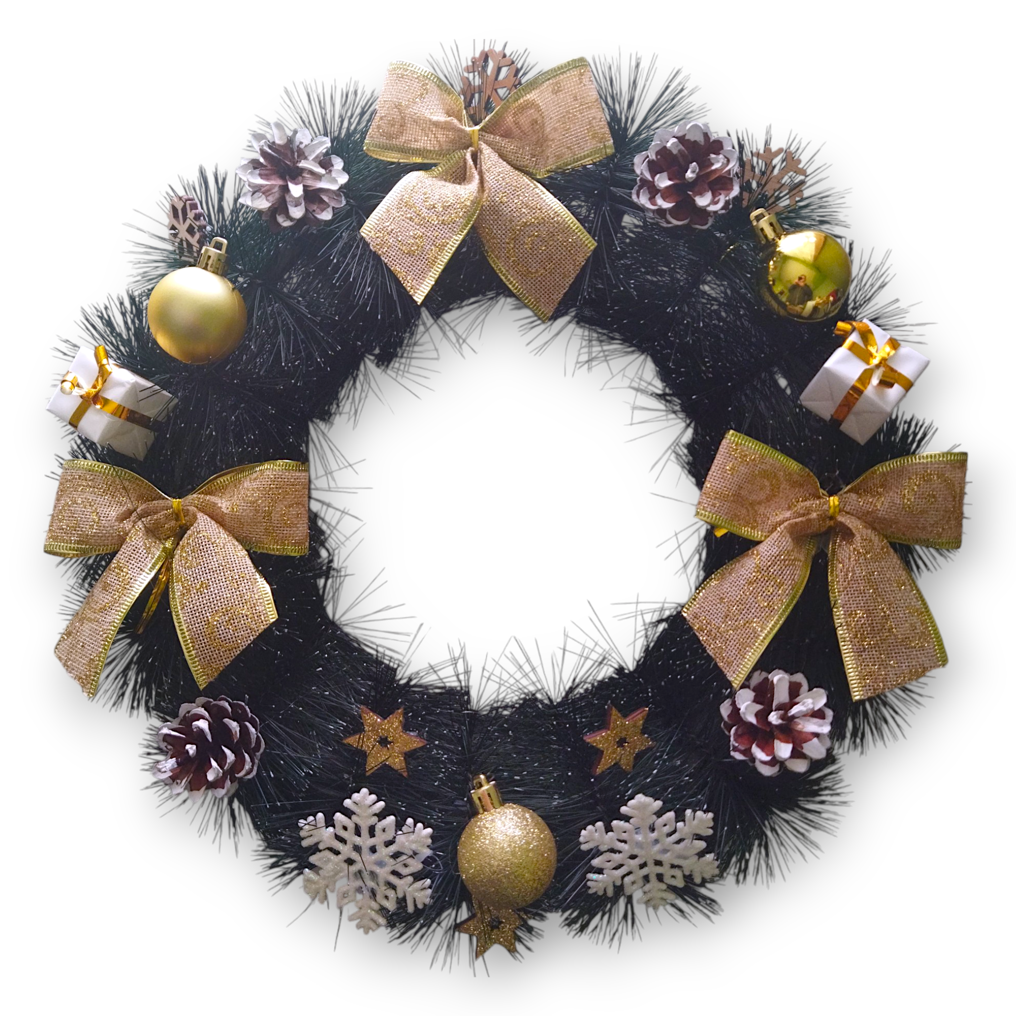 Вінок новорічний Gold II 33 см Різнокольоровий (HC32)