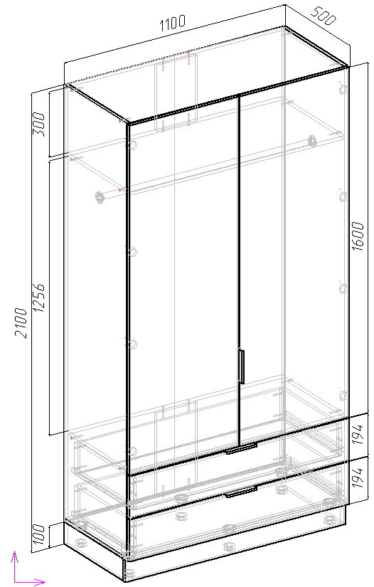 Шкаф распашной Viant Сити С7 1100х500х2100 мм Кашемир - фото 3