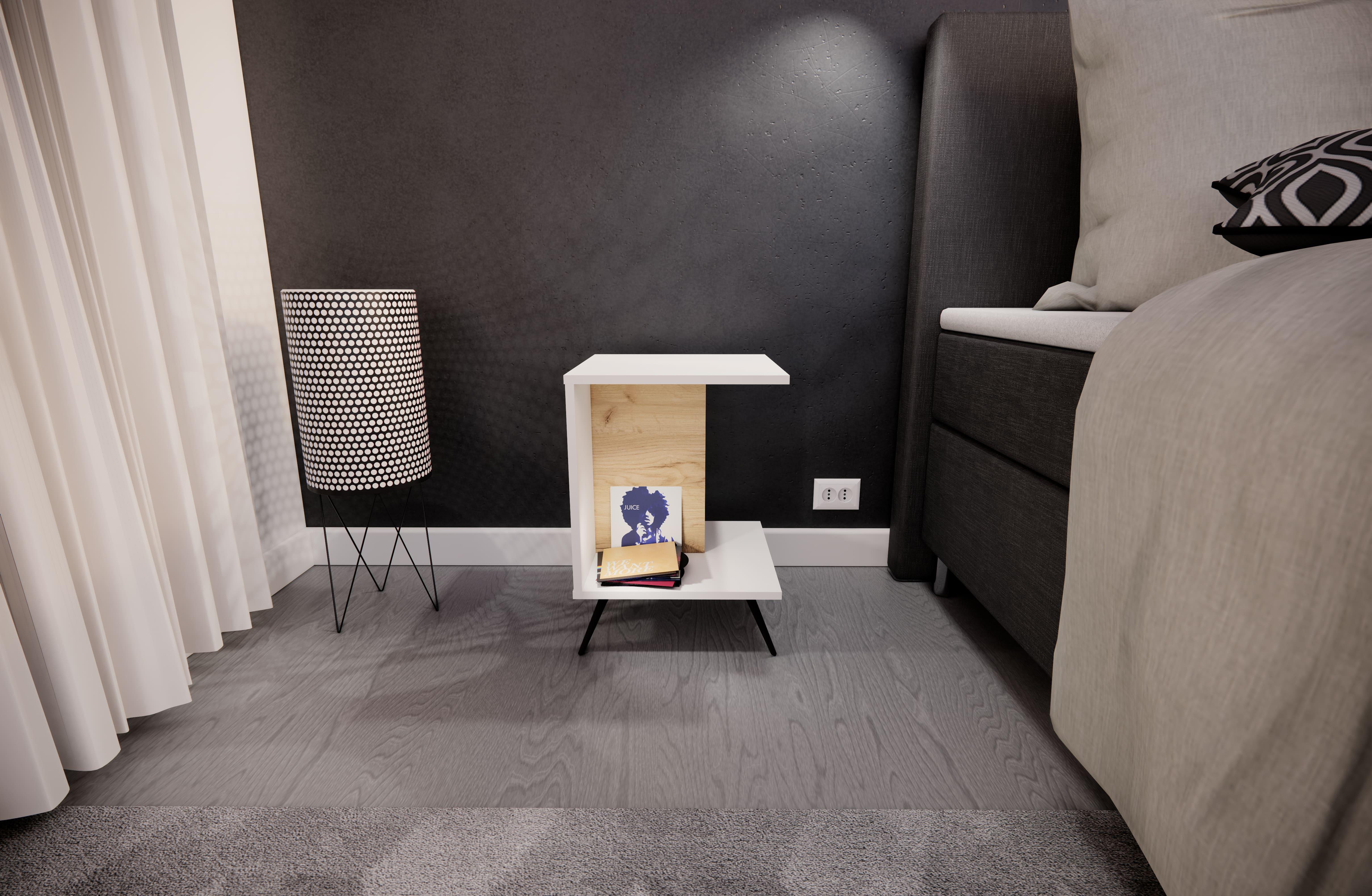 Тумба приліжкова MEBEX VS MINI Білий/Дуб Крафт (VSMINIWHDC)