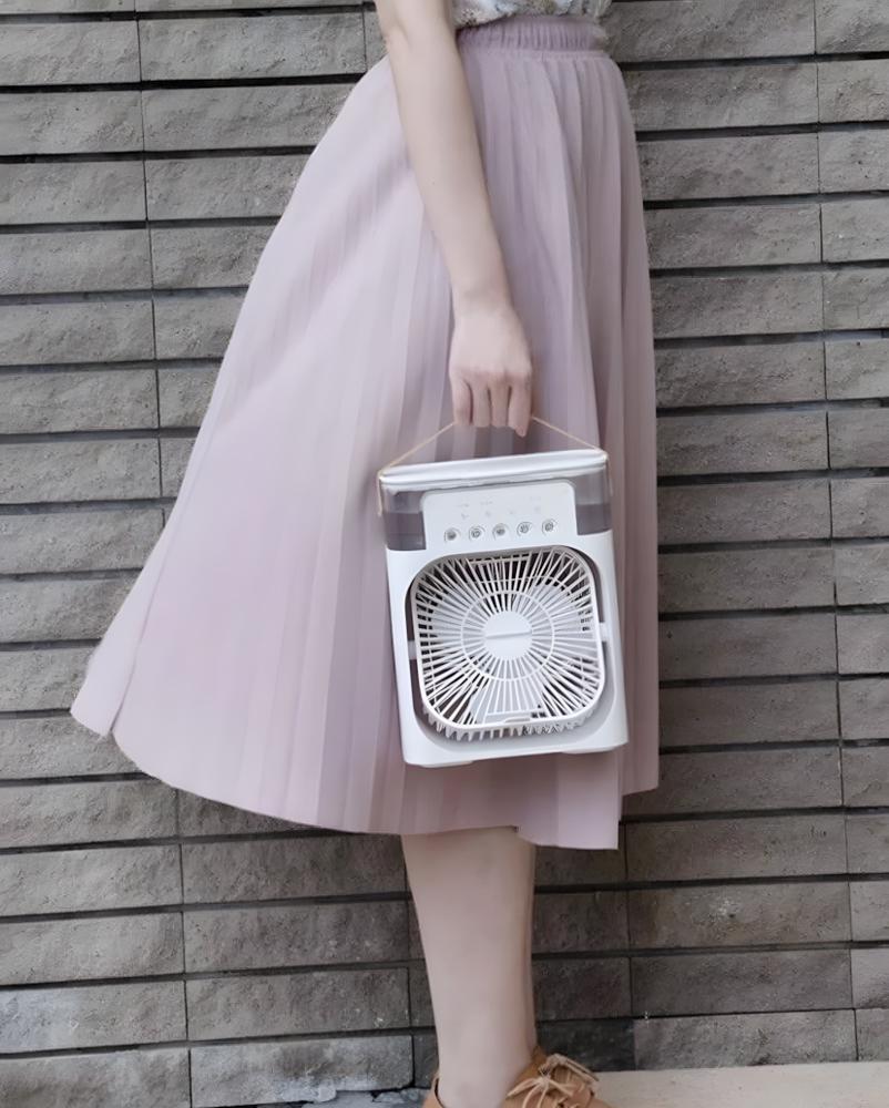 Вентилятор міні портативний з зволожувачем повітря USB-Type C 3 режими LED підсвічування 10 Вт Білий (27435977) - фото 7