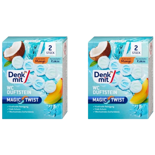 Блок туалетний DenkMit Magic Twist Mango & Kokos 2 уп. по 2 шт. (EPI-15102025-652)