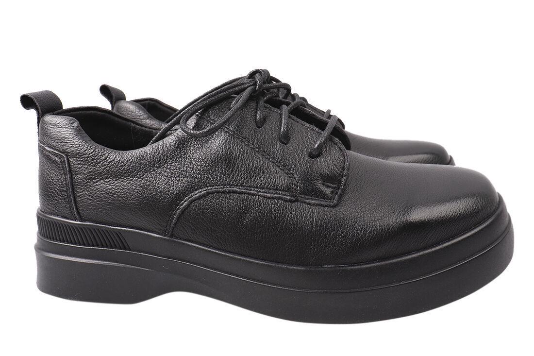 Туфли женские Farinni из кожи на низком ходу на шнуровке р. 37 Черный (146-21DHC)