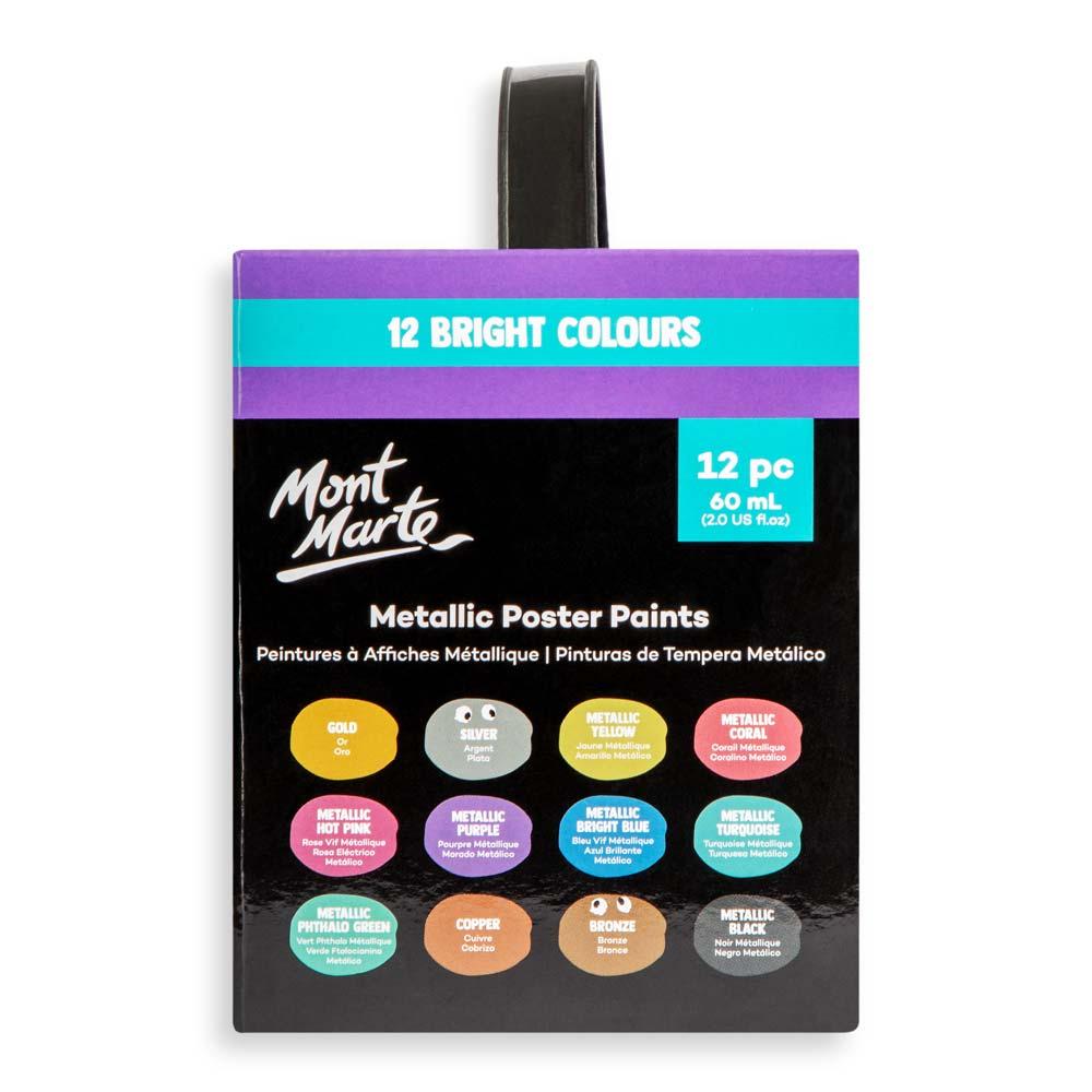 Краски металлические для плакатов и постеров Mont Marte Metallic Poster Paints 12pc 60 мл - фото 5