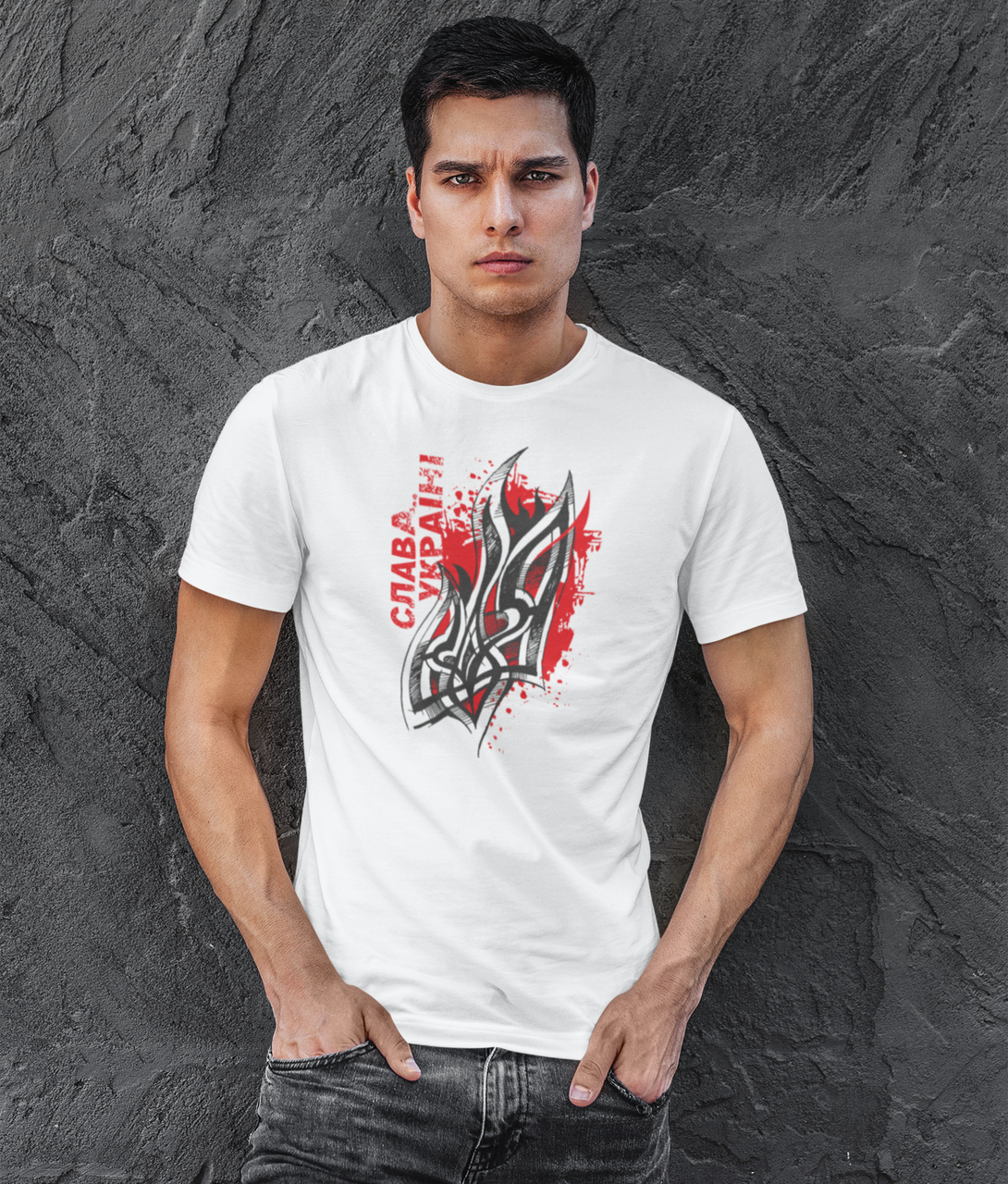 Футболка чоловіча Mishe 11000138 з принтом Патріотичним XXL Білий (75212864)