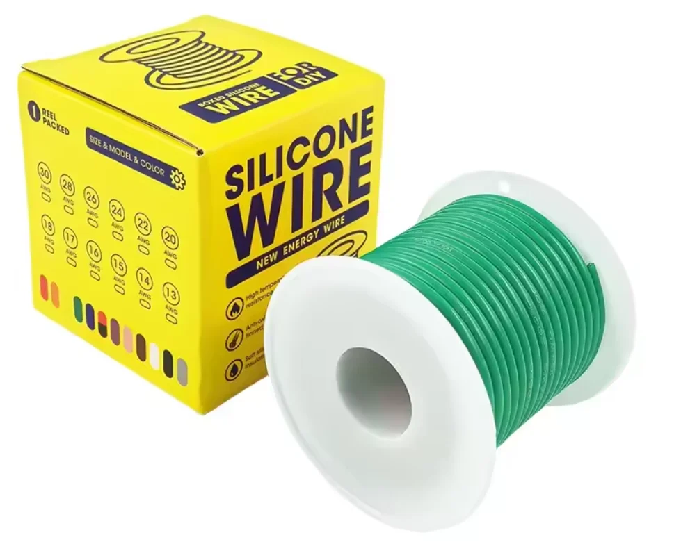 Кабель 30AWG 100 м силиконовый 0,055 мм2 медь луженый изоляция силиконовый многожильный 0,001 Зеленый