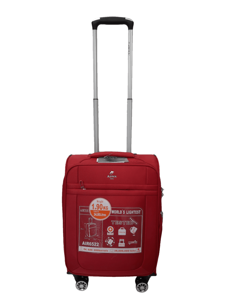 Чемодан маленький AIRTEX 6522 нейлон 500D 34 л 56х36х22 см Красный