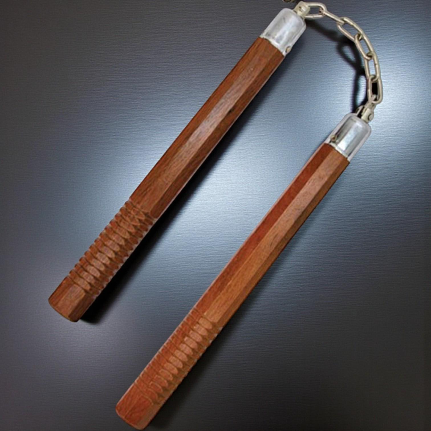 Нунчаки тренувальні дерев'яні Univerza на ланцюгу з дуба Коричневий - фото 6