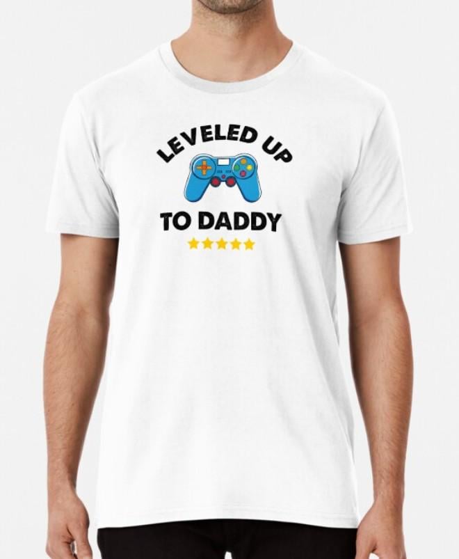 Футболка мужская Stedman с принтом Leveled up to daddy для папы L Белый (ПАПА39-9)