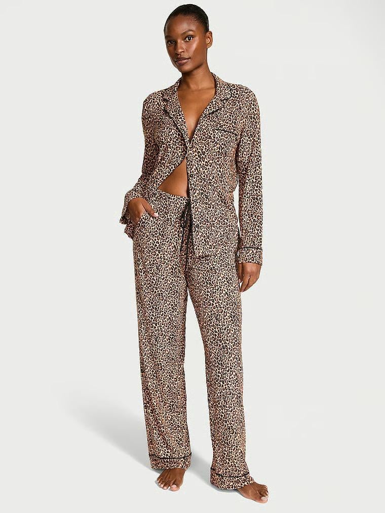 Пижама Victoria's Secret SoSoft Modal Long Pajama Set Print Regular S Леопард (27160909)