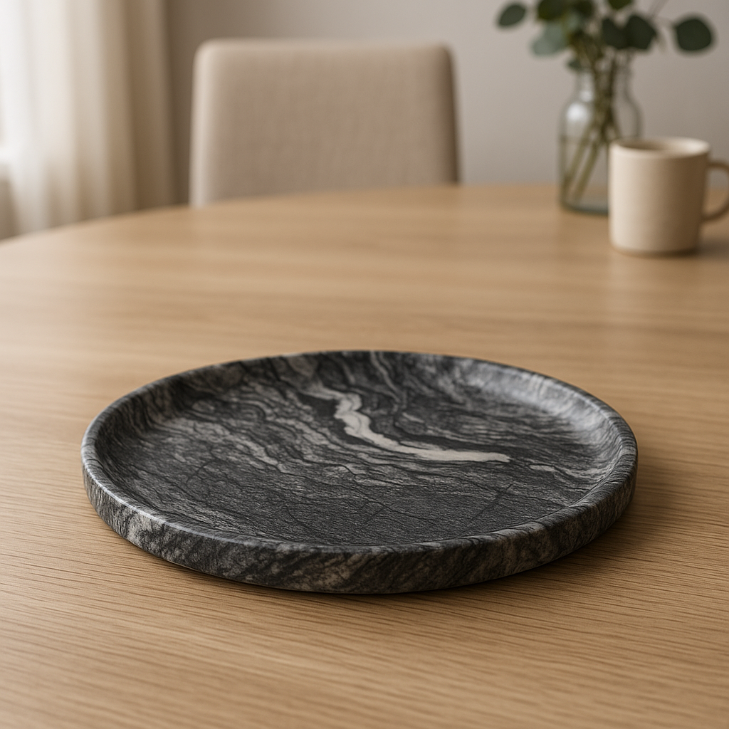 Тарелка мраморная 20 см Серый (999)