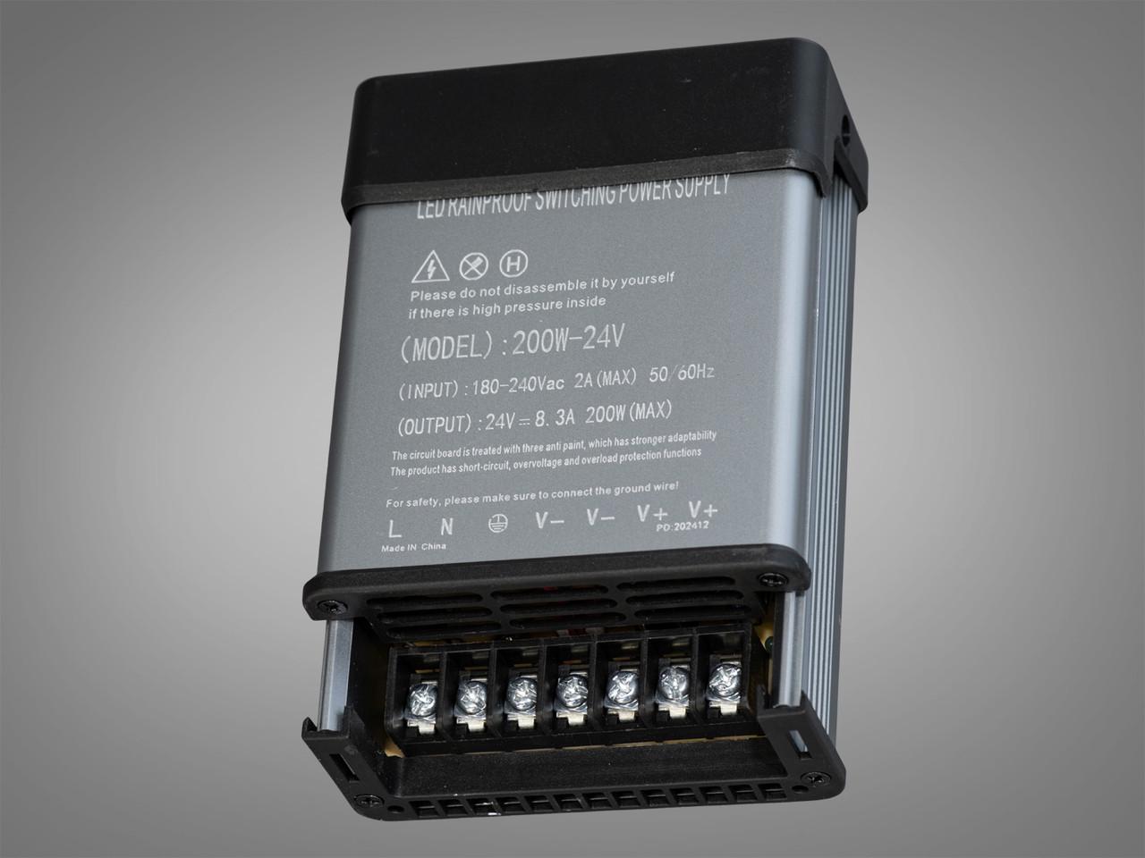 Блок живлення 24 В із захистом від дощу 200 Вт 8,33А (NPA-24V-200W-IP44)