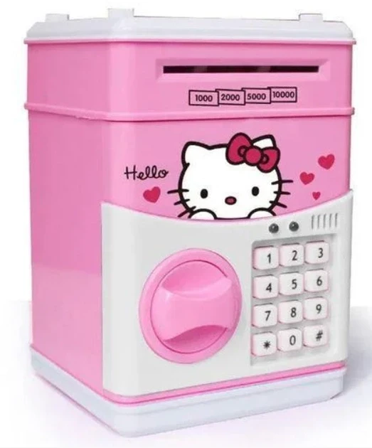 Копилка игрушечная детская Hello Kitty с кодовым замком Розовый (17945490)