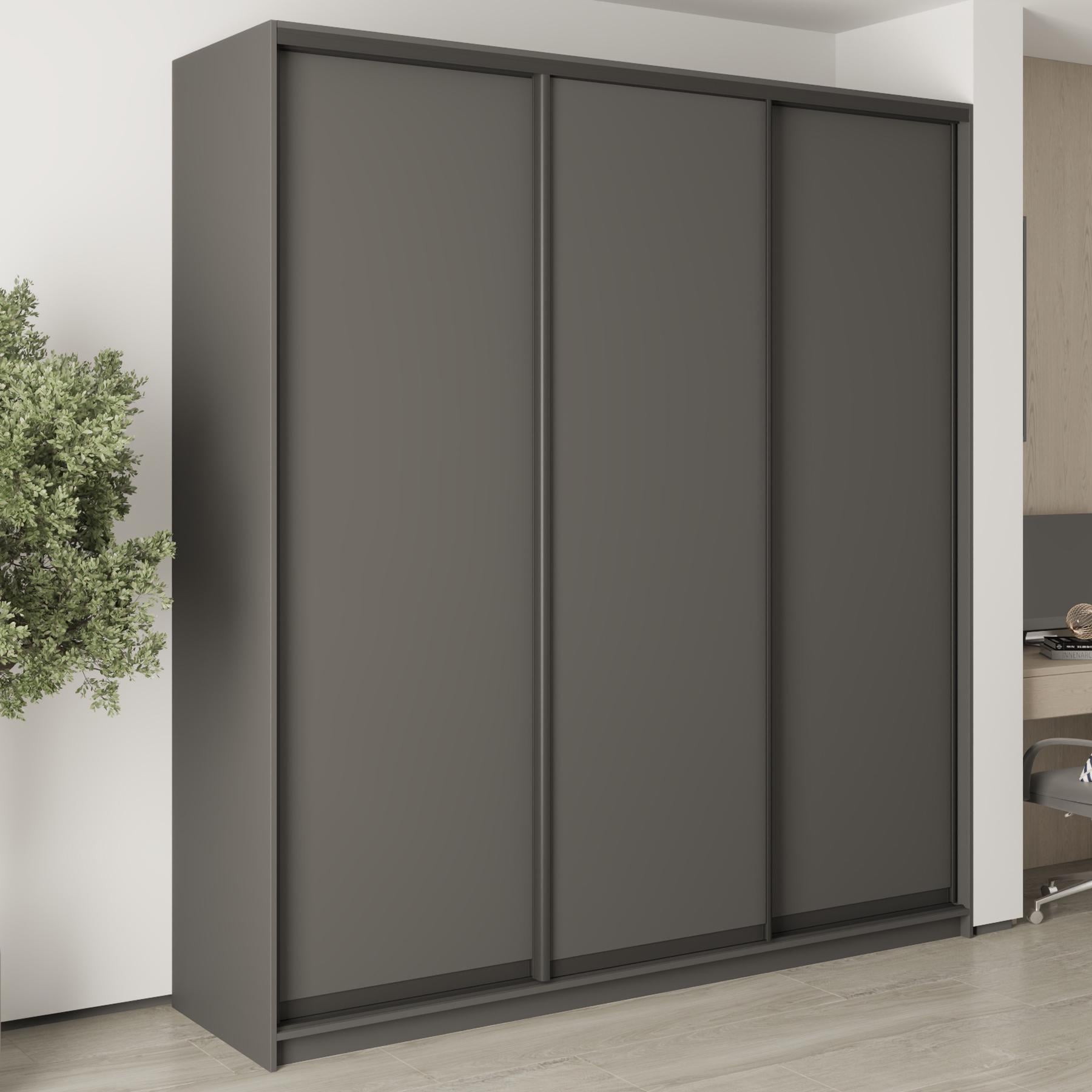 Шафа-купе тридверна MebelStar Стандарт BG 3ДСП 220x45x240 см Антрацит (MBS-8560)