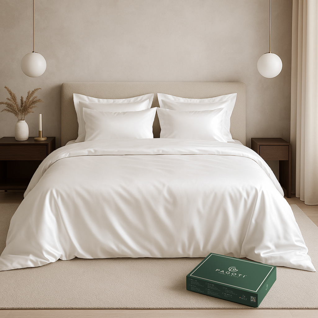 Комплект постільної білизни ліоцелл PAGOTI Aura сімейний 2х50х70/2х70х70 см Білий - фото 1 Комплект постільної білизни ліоцелл PAGOTI Aura сімейний 2х50х70/2х70х70 см Білий - фото 1