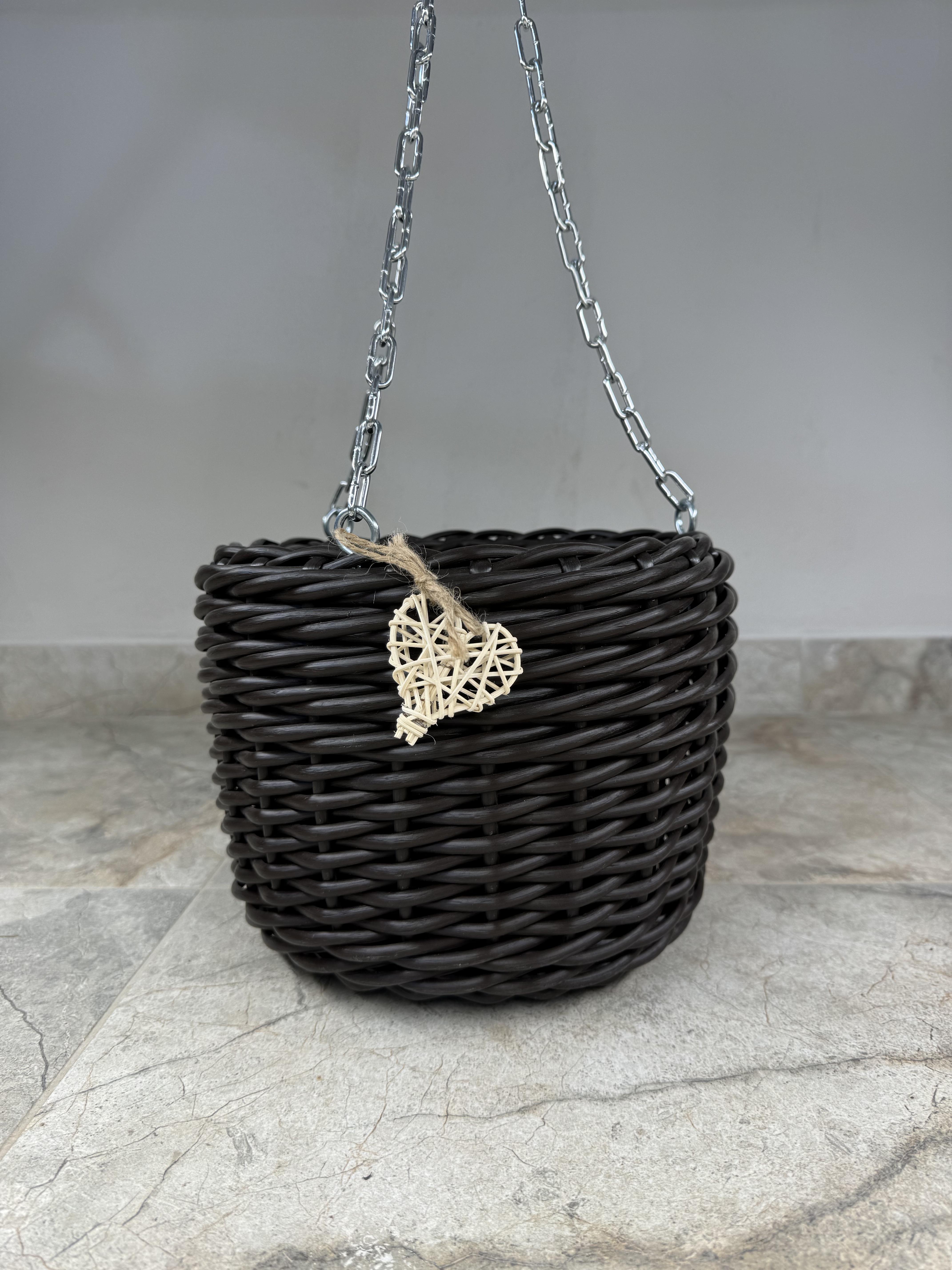 Кашпо підвісне із штучного ротангу ручної роботи 5 л Шоколадний (3274011) - фото 2