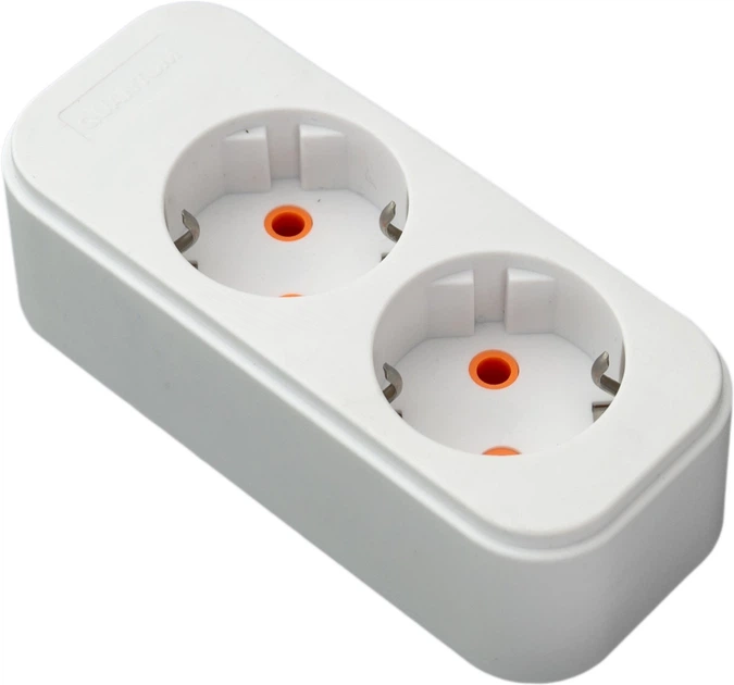 Колодка Quantum 2 пости із заземленням 16А Білий (1805)