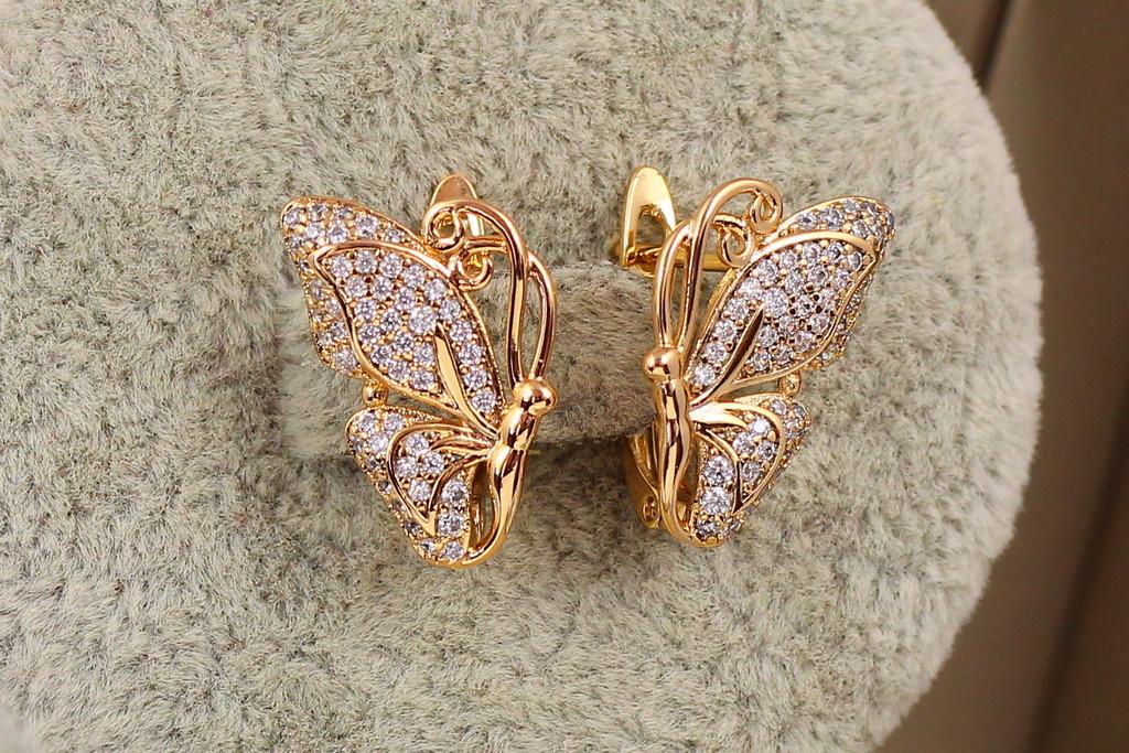 Серьги Xuping Jewelry бабочки со стороны 1,8 см Золотистый