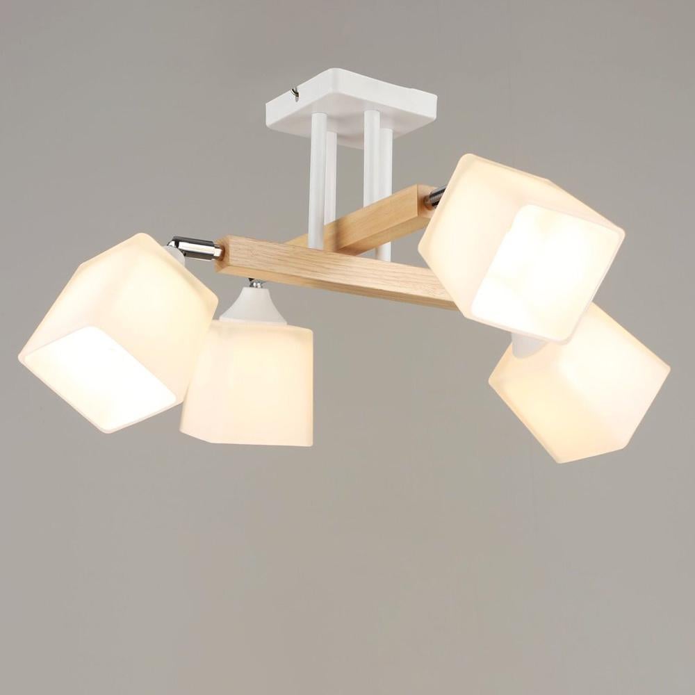 Люстра стельова Light House SRS-19252/4 Білий/Дерево/Хром