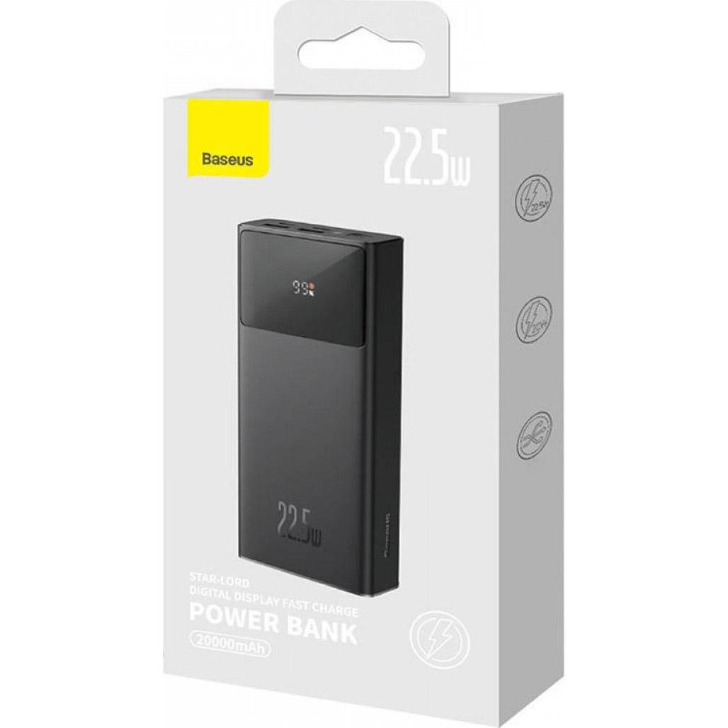 Зовнішній акумулятор Baseus Star-Lord 20000mAh PD 22.5W Black (PPXJ080001) - фото 6