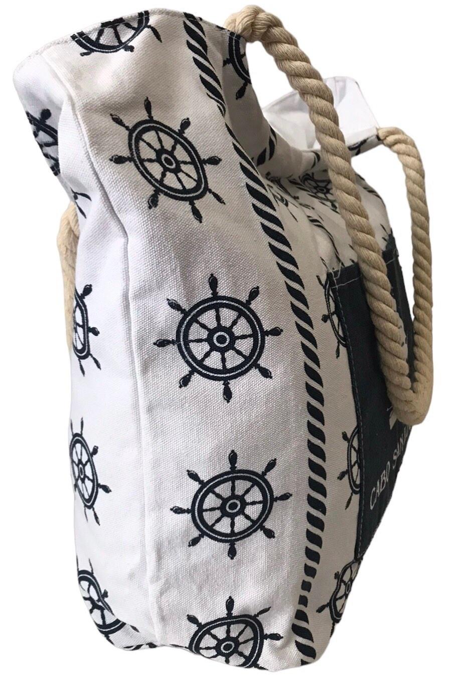 Сумка пляжна жіноча літня з тканини на блискавці з полосами Біло-синій (15S101) - фото 2 Сумка пляжна жіноча літня з тканини на блискавці з полосами Біло-синій (15S101) - фото 2