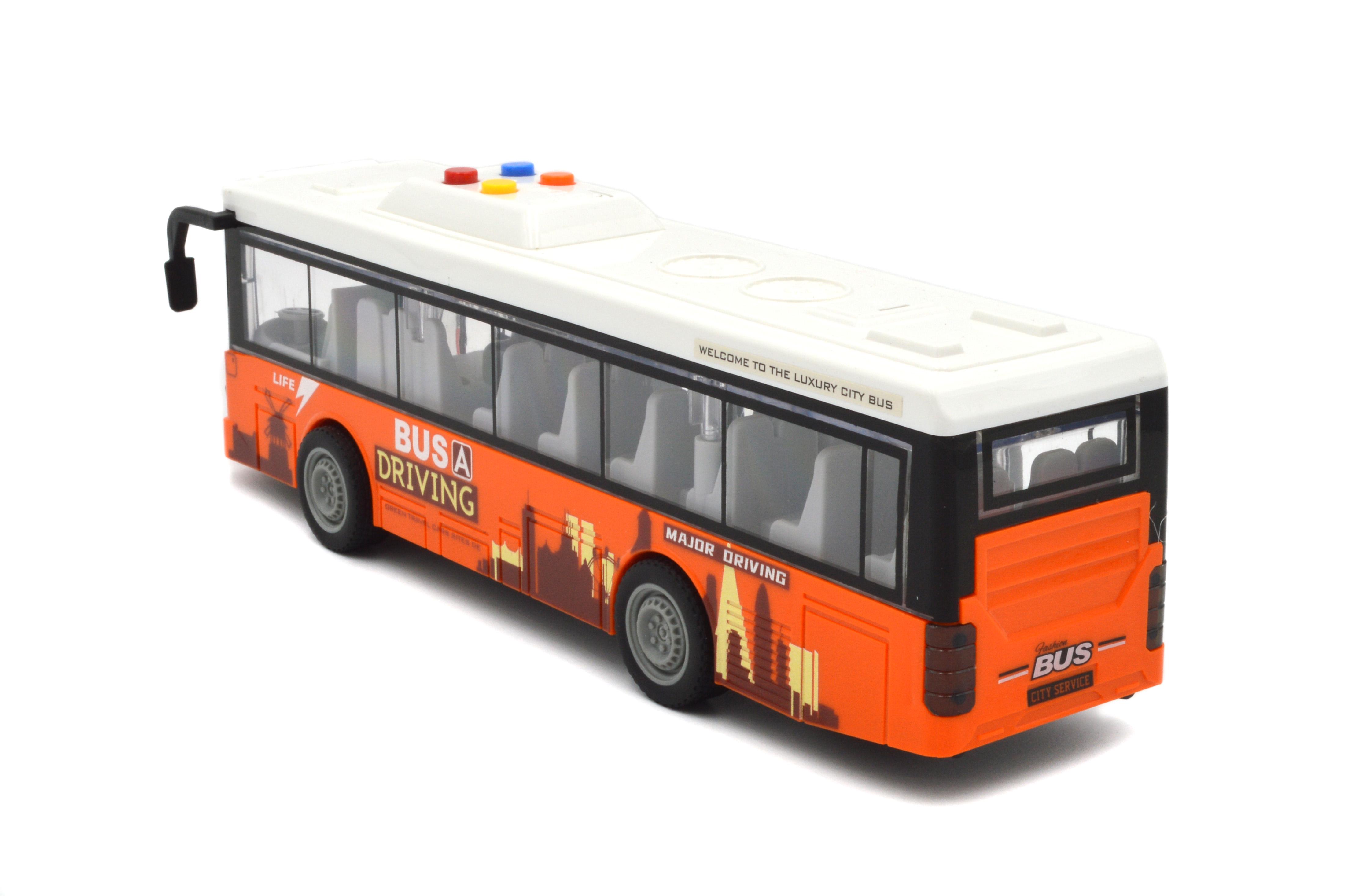 Автобус игрушечный JS120A инерция звук свет открываются двери - фото 3