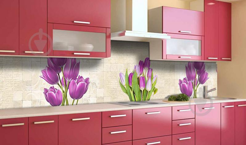 Наклейка виниловая кухонный фартук Zatarga "Тюльпаны на плитке" 650х2500 мм Наклейка виниловая кухонный фартук Zatarga "Тюльпаны на плитке" 650х2500 мм