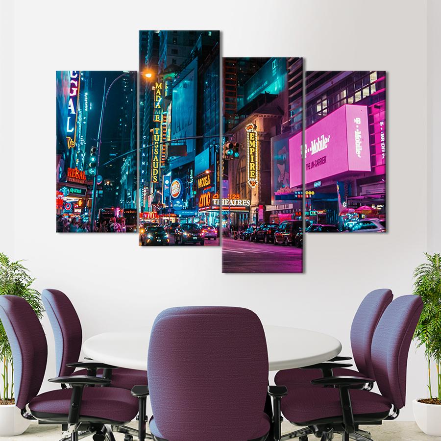 Картина город Огни ночной Таймс сквер 149x106 см (A781-4)