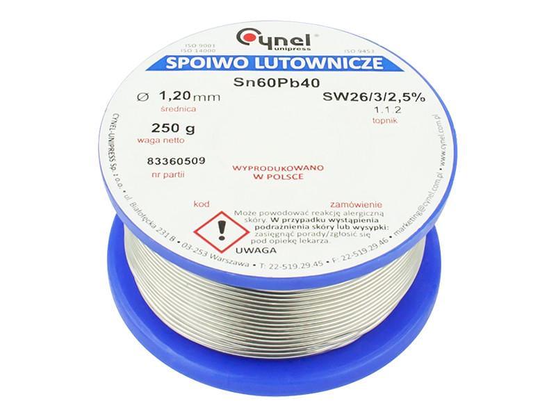 Припой Cynel Sn60Pb40-SW26 с флюсом 1,2 мм 250 г (1324416317)