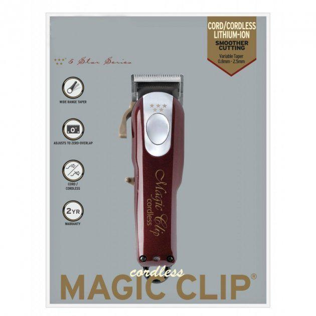 Машинка для стрижки Magic Clip Cordless 5 Star 5V на аккумуляторе 5500 об/мин Бордовый - фото 3