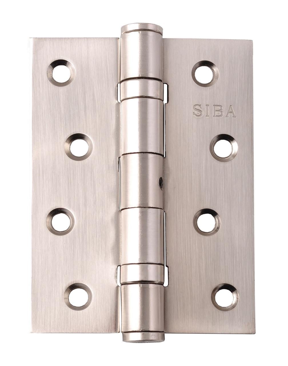 Петля дверная Siba универсальная усиленная стальная 100 мм Матовый никель (2BB 4"х3"х3 мм FHP SN D=14 мм)