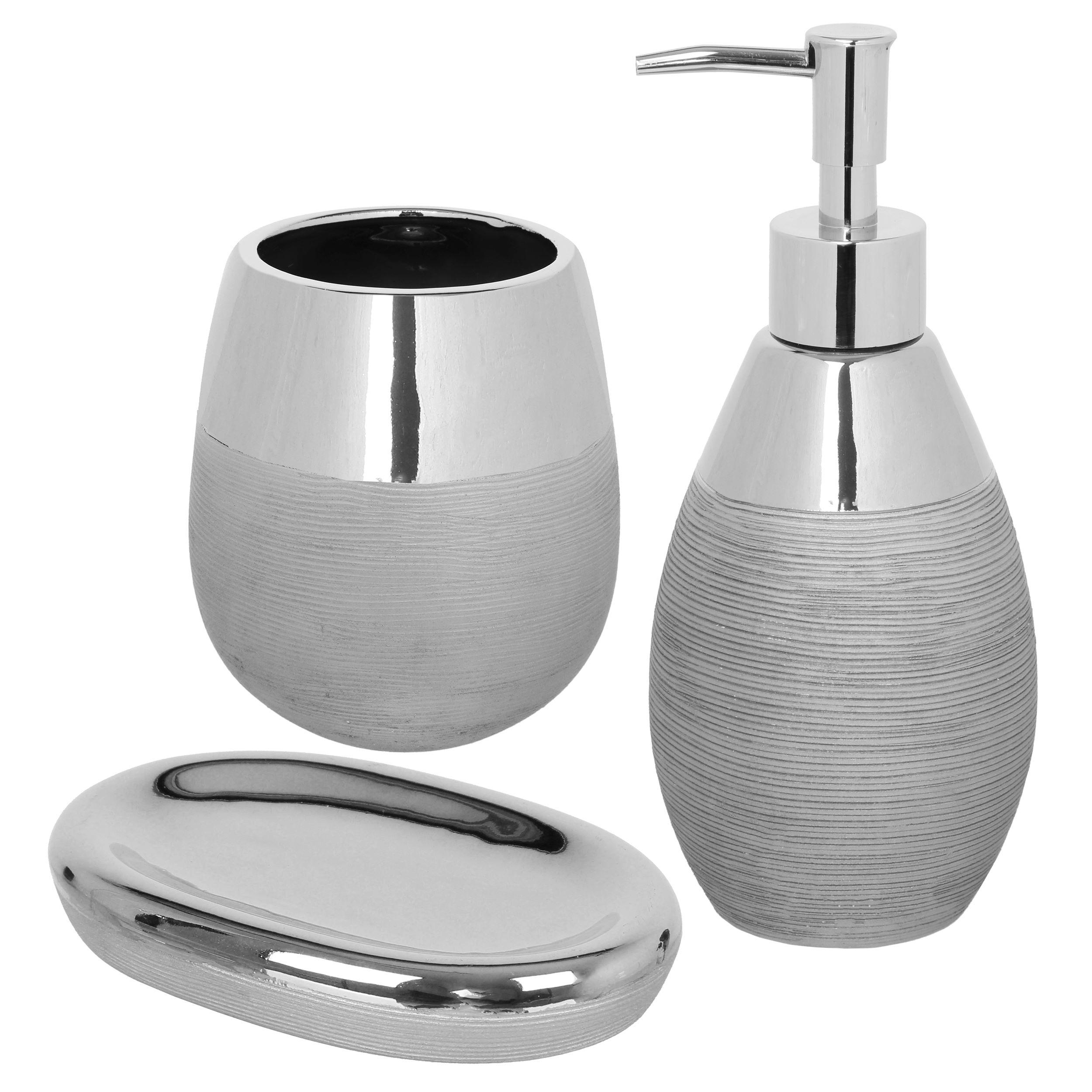 Набор аксессуаров для ванной комнаты Wave из керамики Silver (133)