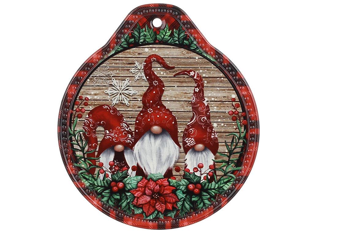 Подставка под горячее BonaDi Рождественские гномы керамическая на пробковой основе 16х18 см Красный (858-599)