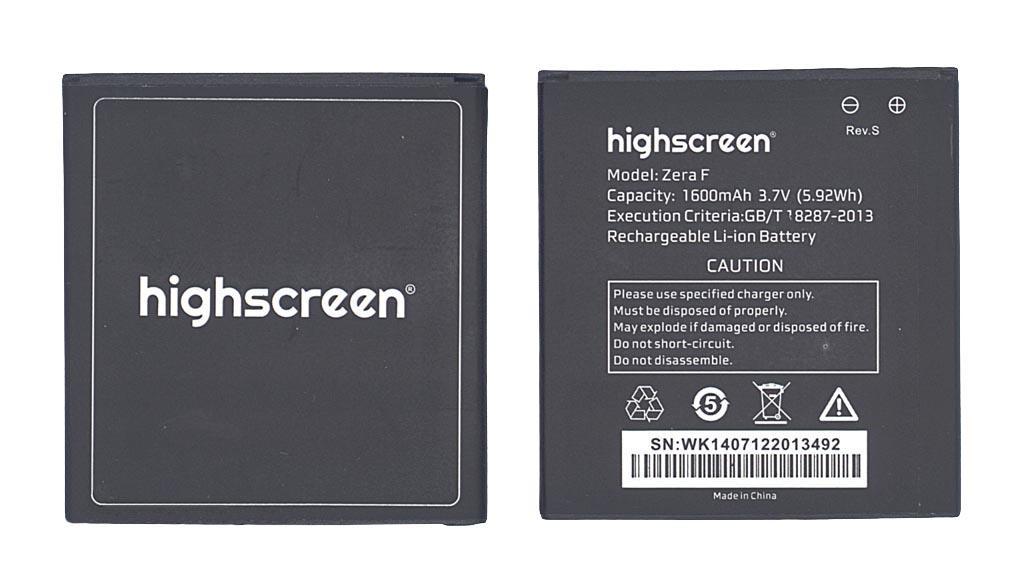 Аккумулятор для смартфона Highscreen GB/T 18287-2013 Zera F rev,S 3,7V 1600 mAh 5,55 Wh Black