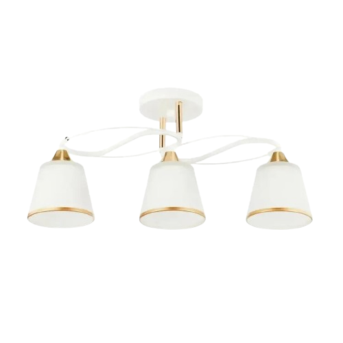 Люстра стельова Interees V 6088-3 WH+FG на три плафони круглої форми під лампу Е27 IP20 Білий/Золотий (00000140728)