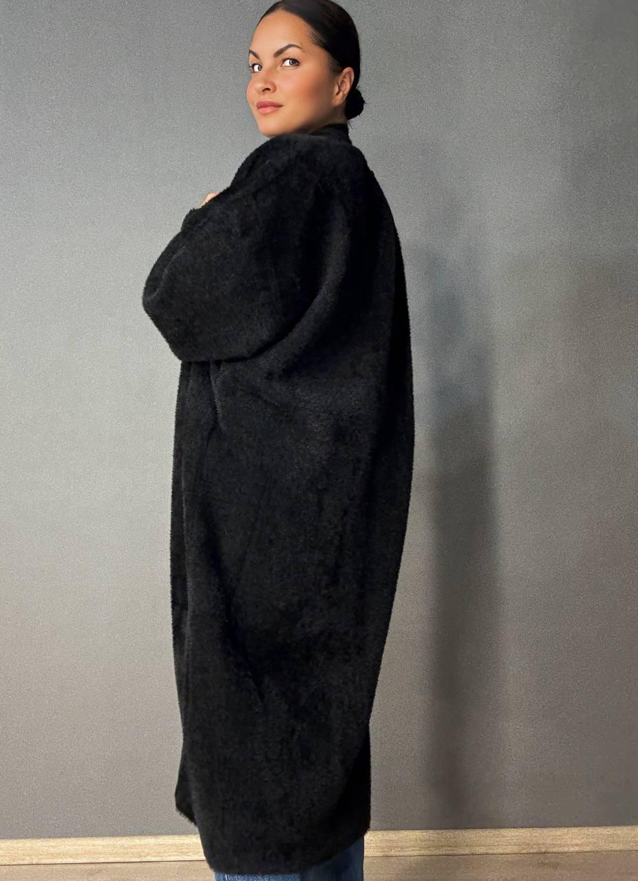Кардиган женский Fancy Matinee 30740 ангора длинный с карманами OS Черный (4870) - фото 3