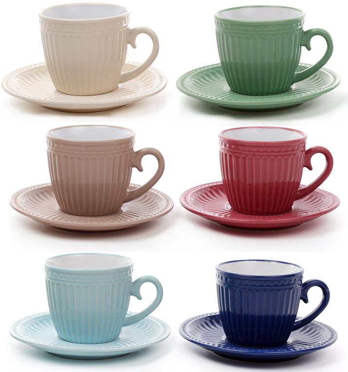Набор керамических чашек Артемида 250 мл с блюдцами 6 шт. (BD-344-083)