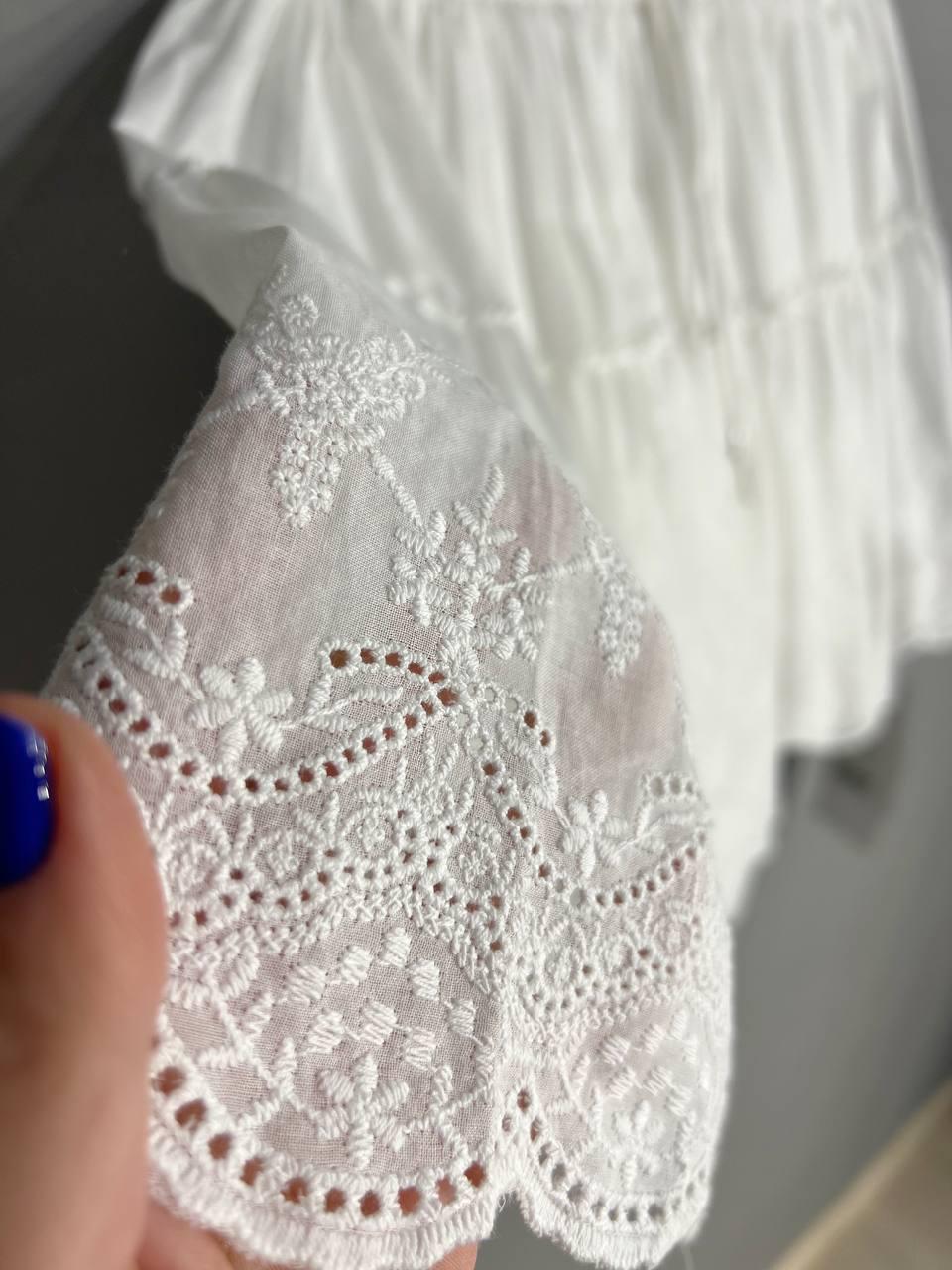 Юбка женская A-N 26070 короткая хлопковая с шортами оборки кружево резинка на талии шнурок S Белый (3989) - фото 9 Юбка женская A-N 26070 короткая хлопковая с шортами оборки кружево резинка на талии шнурок S Белый (3989) - фото 9