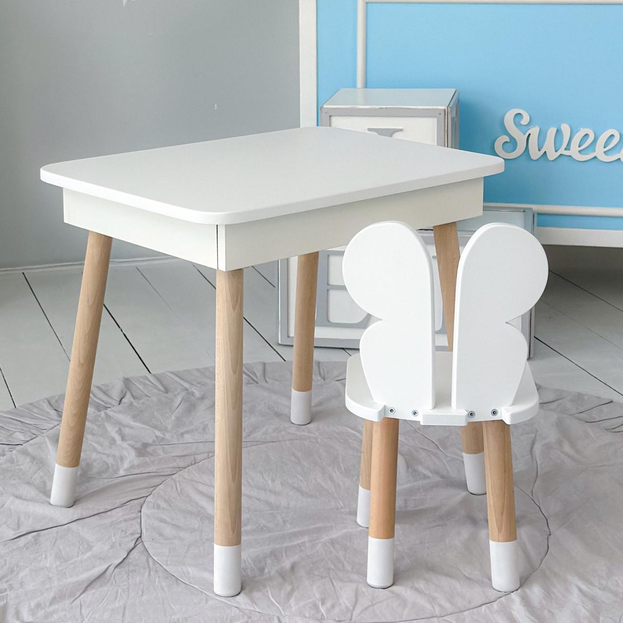 Детский столик с нишей и стульчик 54х60х45 см Белый (332044654257)